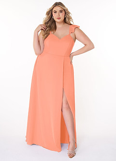 Azazie Everett Bridesmaid Dresses Sunset A-Line V-neck Ruched Chiffon Dress image6