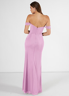 Azazie Kit Bridesmaid Dresses Candy Pink Mermaid Off the Shoulder Mesh Dress image2