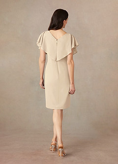 Azazie Julia Mother of the Bride Dresses Champagne Sheath V-Neck Pleated Chiffon Dress image4