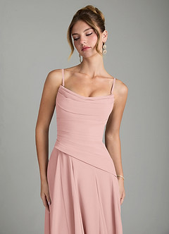 Azazie Gabriela Bridesmaid Dresses Powder Pink A-Line Corset Chiffon Dress image9