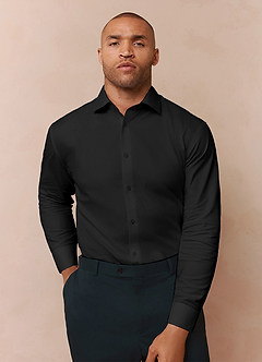 front Jermyn Nero Camicia elegante 100% cotone no stiro