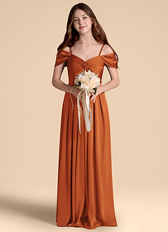 Azazie Kaitlynn Junior A-Linie Schulterfrei Stretch-Satin Kleid Kanel image4