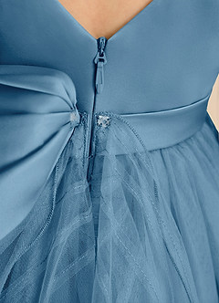 Azazie Pear Flower Girl Dresses Steel Blue Ball-Gown Bow Tulle Dress image7