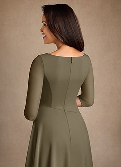 Azazie Durant vestidos de madre de la novia Vestido de Verde Sauce de Gasa de Corte En A con Plisado image5