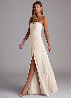 Azazie Wren Bridesmaid Dresses White Alabaster A-Line Side Slit Chiffon Convertible Dress image6