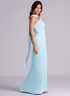 Azazie Philana Brautjungfernkleider A-Linie One-Shoulder Stretch-Satin Kleid Himmelblau image3
