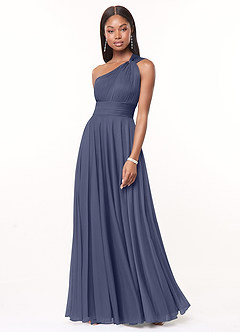 Azazie Charlize Bridesmaid Dresses Stormy A-Line One Shoulder Mesh Dress image1