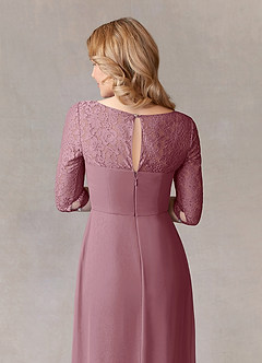 Azazie Leonine Final Sale Vintage Mauve A-Line Scoop lace Chiffon Dress image7