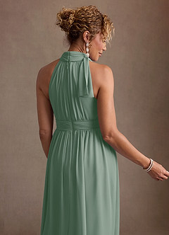 Azazie Antoinette Mother of the Bride Dresses Silver Sage A-Line Pleated Chiffon Dress image7