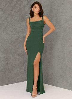 Azazie Nikki Bridesmaid Dresses Eucalyptus Sheath Corset Luxe Knit Dress image1