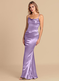 Azazie Sorrel Brudepigekjoler Havfrue Korset Metallisk satin Gulv-længde Kjole image4