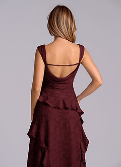 Azazie Sloane Bridesmaid Dresses Cabernet A-Line Sweetheart Neckline Floral Burnout Dress image7