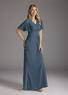 Azazie Morning Glory Mother of the Bride Dresses Neptune A-Line V-Neck Ruched Chiffon Dress image3