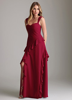 Azazie Sloane Bridesmaid Dresses Burgundy A-Line Sweetheart Neckline Chiffon Dress image1