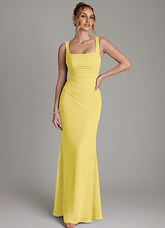 Azazie Agustina Bridesmaid Dresses Canary Mermaid Corset Chiffon Dress image1