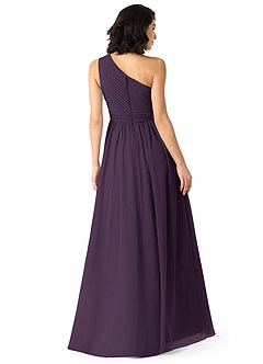 Azazie Mathilda Bridesmaid Dresses Plum A-Line One Shoulder Chiffon Dress image2