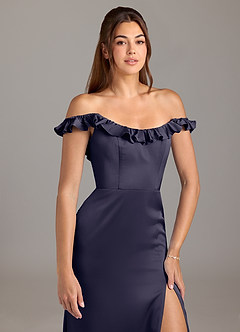 Azazie Callie Bridesmaid Dresses Stormy A-Line Ruched Stretch Satin Convertible Dress image8