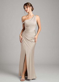 Azazie Madelyn Bridesmaid Dresses Frost Mermaid One Shoulder Stretch Satin Convertible Dress image1