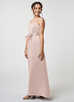 Azazie Anina Junior Robe Trapèze en Satin extensible Arc Rose Pâle image4