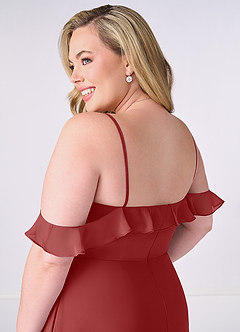 Barbie ♥ Azazie Jurken voor bruidsmeisjes Converteerbaar Jurk van Chiffon met A-Lijn Off the Shoulder Roest image12