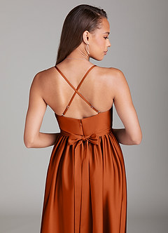 Azazie Llana Brautjungfernkleider für Schwangere A-Linie mit Taschen Stretch-Satin Bodenlänge Kleid image4