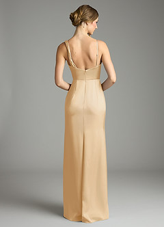 Azazie Samara Robes de demoiselle d'honneur Robe Sirène en Satin extensible Plissé Or image2