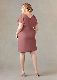 Azazie Julia Mother of the Bride Dresses Desert Rose Sheath V-Neck Pleated Chiffon Dress image9