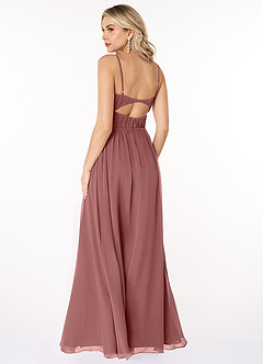 Azazie Yanelie Bridesmaid Dresses Desert Rose A-Line Scoop Pleated Chiffon Dress image7
