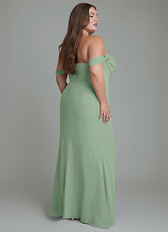 Azazie Johana Jurken voor bruidsmeisjes Converteerbaar Jurk van Chiffon met Zeemeermin Off-shoulder Matcha image9