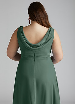 Azazie Karina Bridesmaid Dresses Sea Moss A-Line Pleated Chiffon Dress image10