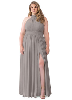 Azazie Iman Jurken voor bruidsmeisjes Jurk van Chiffon met A-Lijn A-lijn met ruches Zilver image33