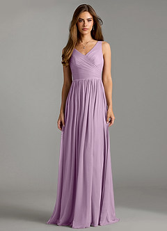 Azazie Keyla Bridesmaid Dresses Wisteria A-Line Pleated Mesh Dress image3