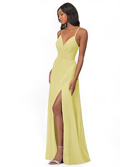 Azazie Everleigh Bridesmaid Dresses Lemon Sorbet A-Line Sweetheart Pleated Chiffon Dress image3