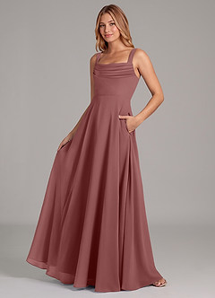 Azazie Shaude Bridesmaid Dresses Desert Rose A-Line Pleated Chiffon Dress image4