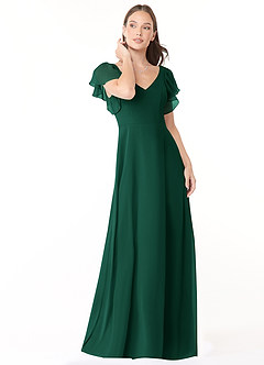 Azazie Syenna Bridesmaid Dresses Emerald A-Line Ruched Chiffon Dress image1