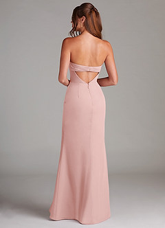 Azazie Leonis Bridesmaid Dresses Powder Pink Sheath Strapless Chiffon Convertible Dress image5