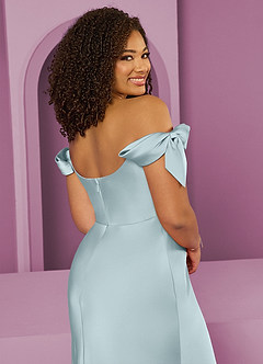 Barbie ♥ Azazie Jurken voor bruidsmeisjes Converteerbaar Jurk van Stretch Satijn met Kolom Off the Shoulder De Nevel image13