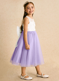 Azazie Lina vestidos de niña de las flores Vestido de Marfil Lila de Encaje de Princesa image6