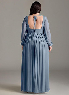 Azazie Norah Bridesmaid Dresses Twilight A-Line V-Neck Long Sleeve Chiffon Dress image7