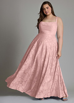 Azazie Shaude Bridesmaid Dresses Powder Pink A-Line Pleated Floral Burnout Dress image8