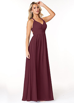 Azazie Ashia Brautjungfernkleider A-Linie Plissee Chiffon Kleid Cabernetrot image4