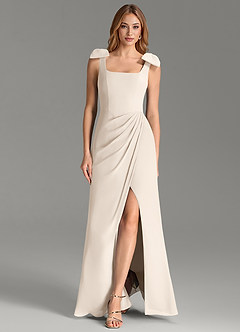 Azazie Adalynn Bridesmaid Dresses White Alabaster Mermaid Pleated Chiffon Dress image1