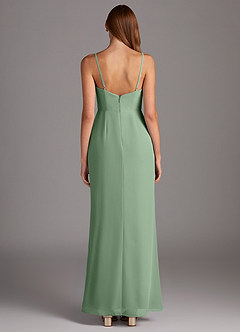 Azazie Tayla Abiti da Damigella Abito Tubino in Chiffon Scollo Quadrato Matcha image4