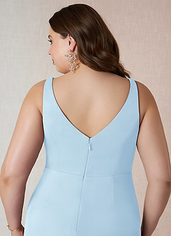 Azazie Leandra Bridesmaid Dresses Sky Blue Mermaid V-Neck Pleated Mesh Dress image13
