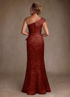 Azazie Hampton Moeder van de bruid jurken Zeemeermin Jurk van Bloemen Burn-out One-Shoulder Terracotta image3