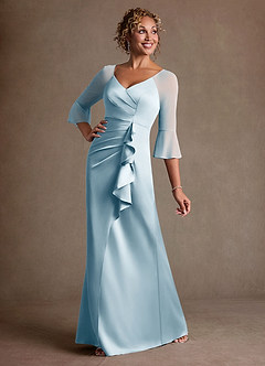 Azazie Nampa Mother of the Bride Dresses Sky Blue Sheath Pleated Mesh Dress image2