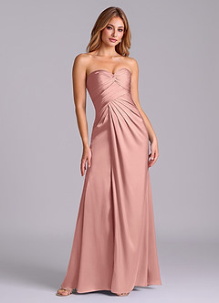 Azazie Sabrine Final Sale Rosette A-Line Sweetheart Neckline Stretch Satin Dress image3
