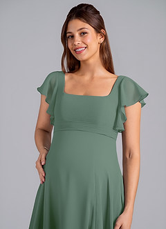 Azazie Bondi Maternity Bridesmaid Dresses A-Line Ruched Chiffon Floor-Length Dress image5