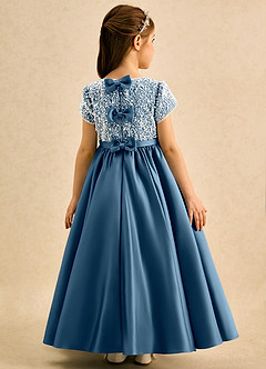 Azazie Cashew Flower Girl Dresses Bermuda Ball-Gown with Sleeves Matte Satin Dress image1