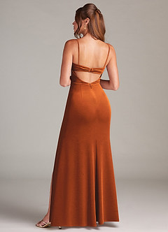 Azazie Leonis Bridesmaid Dresses Burnt Orange Mermaid Strapless Velvet Dress image5